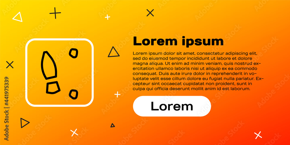 线条人类足迹鞋图标隔离在黄色背景上。鞋底。彩色轮廓概念