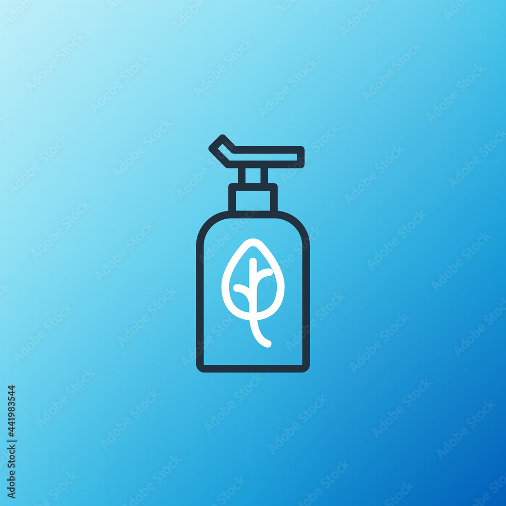 Line Organic cosmetic icon isolated on blue background. Body care products. Colorful outline concept