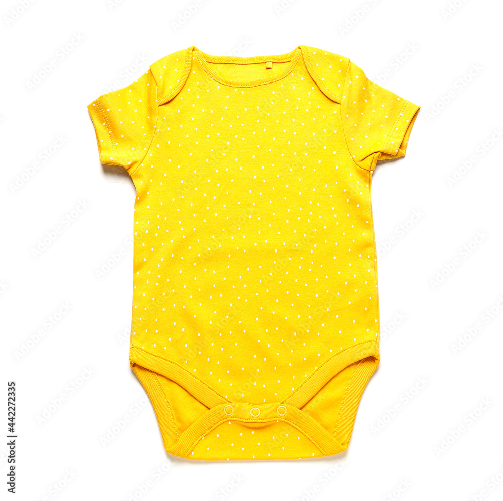 Baby clothes on white background