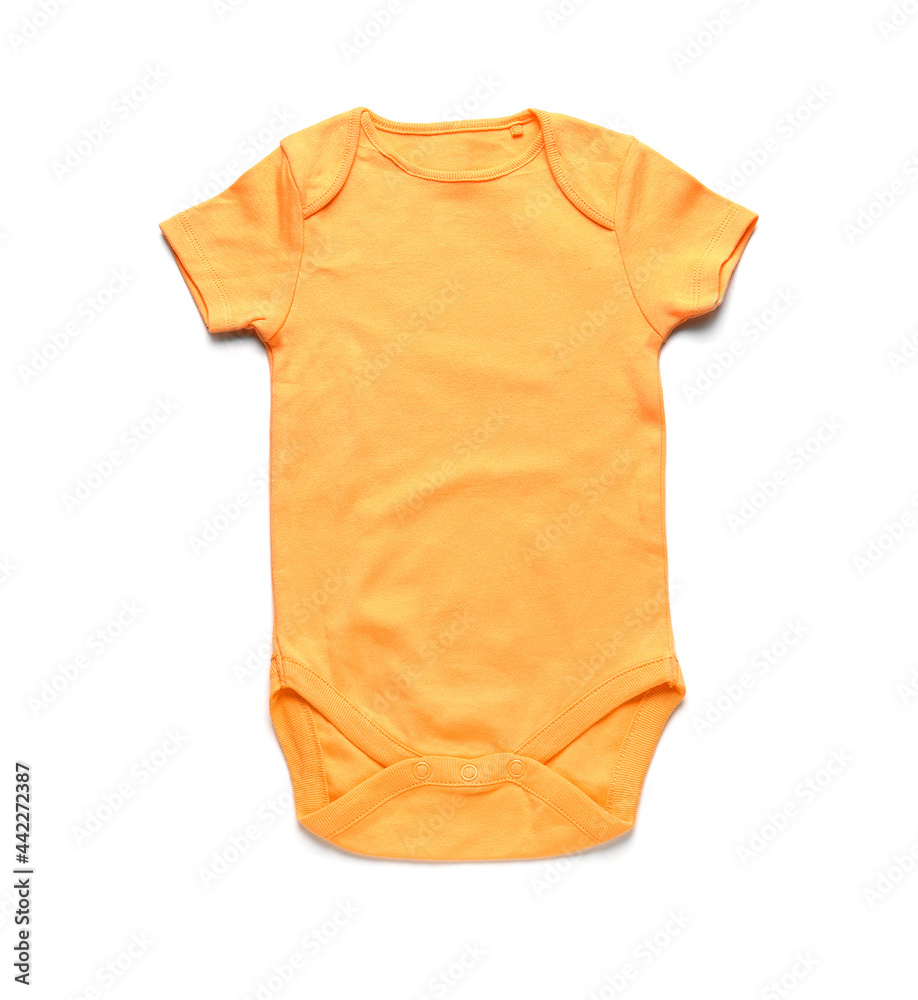 Baby clothes on white background