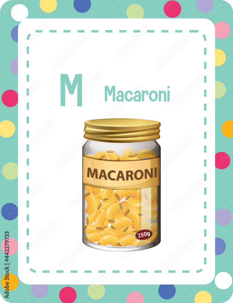 Macaroni字母M的字母抽认卡