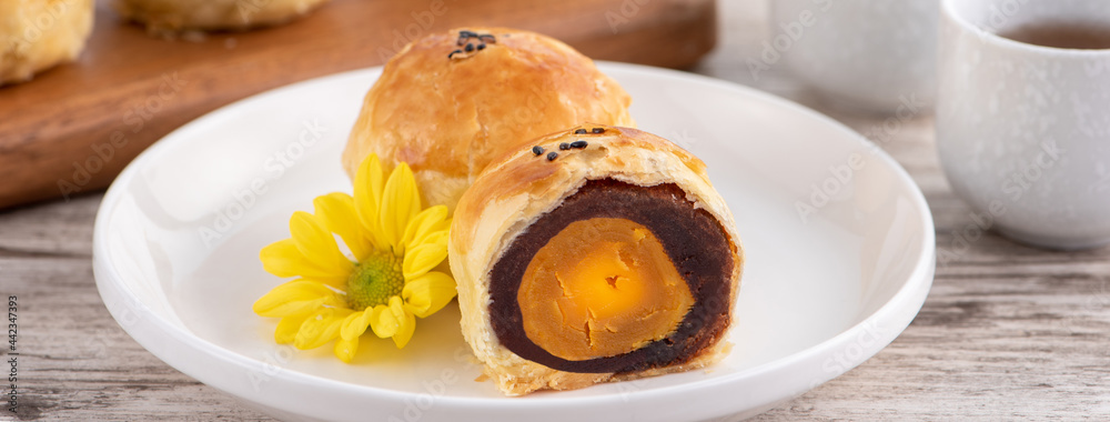 Moon cake yolk pastry for Mid-Autumn Festival holiday.