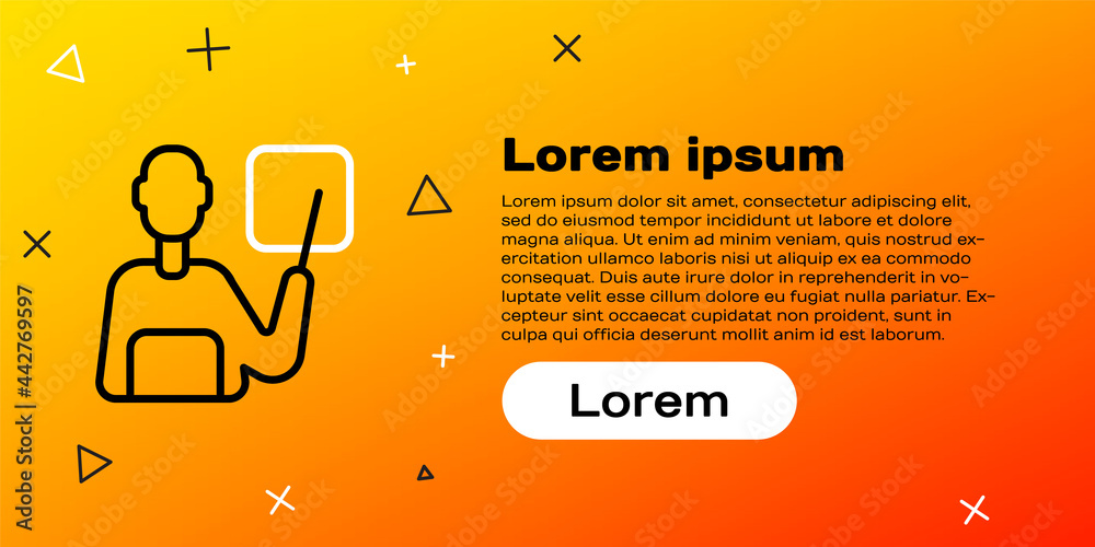 Line Teacher图标隔离在黄色背景上。彩色轮廓概念。矢量