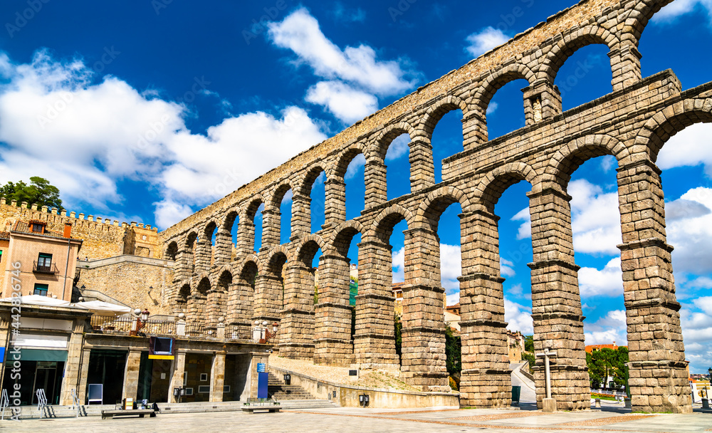 Ancient roman aqueduct in Segovia, Spain