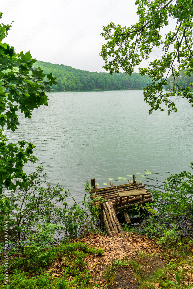 Small jetty at the Lake Lagow in Poland