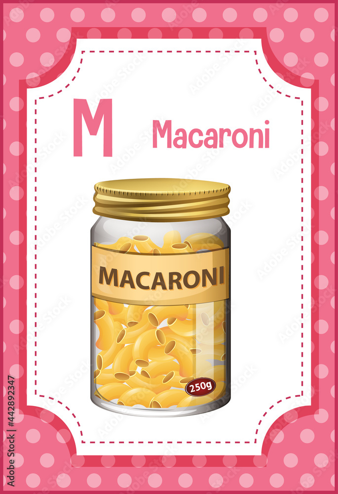 Macaroni字母M的字母抽认卡