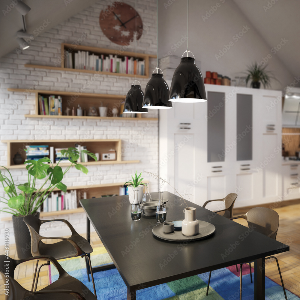 Attic Loft Conversion in Design (Detail) - 3d visualization