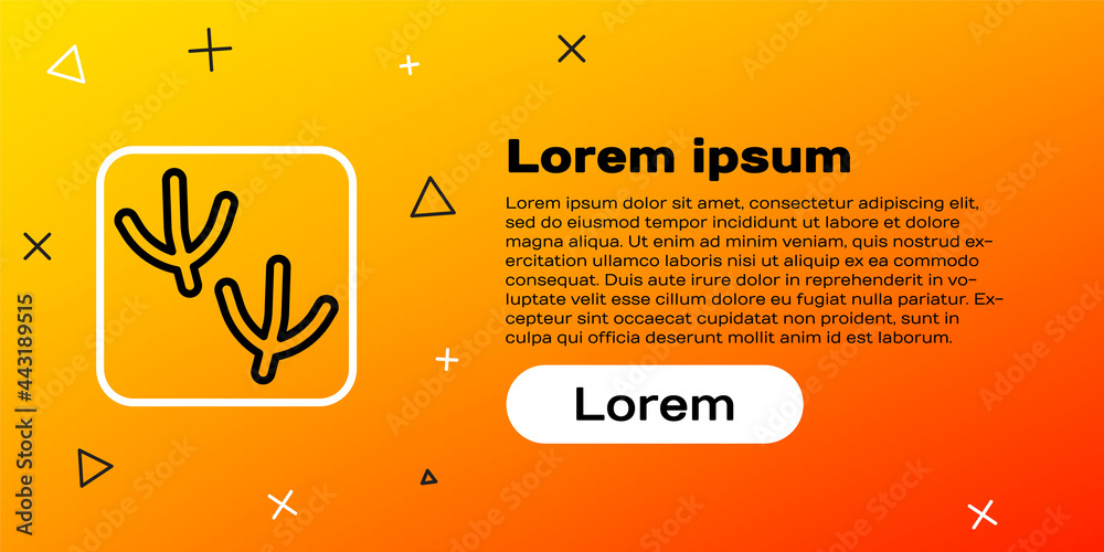 线条鸽子爪足迹图标隔离在黄色背景上。彩色轮廓概念。矢量