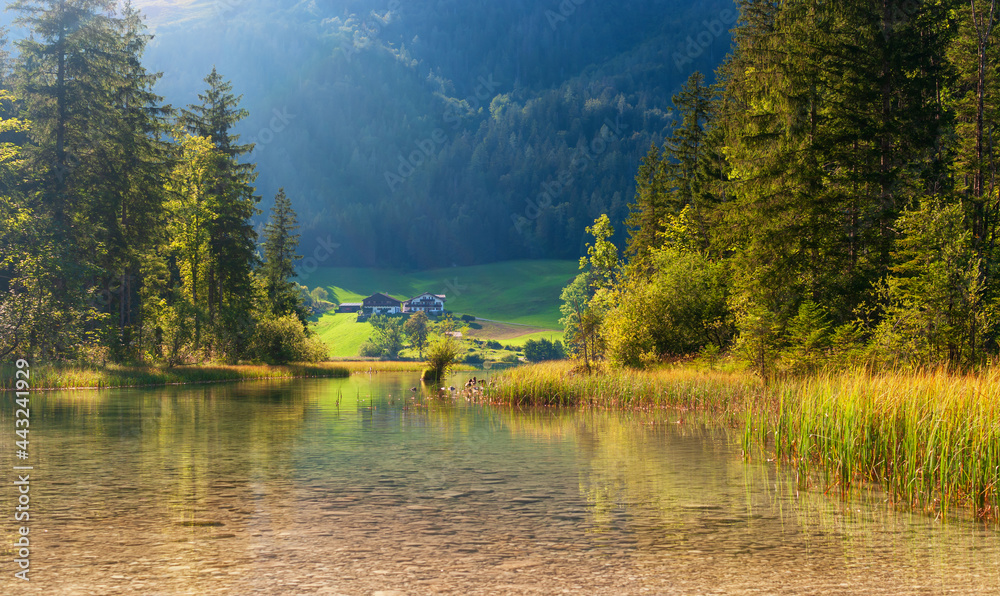 Lake Hintersee in the Alps Bavaria Germany