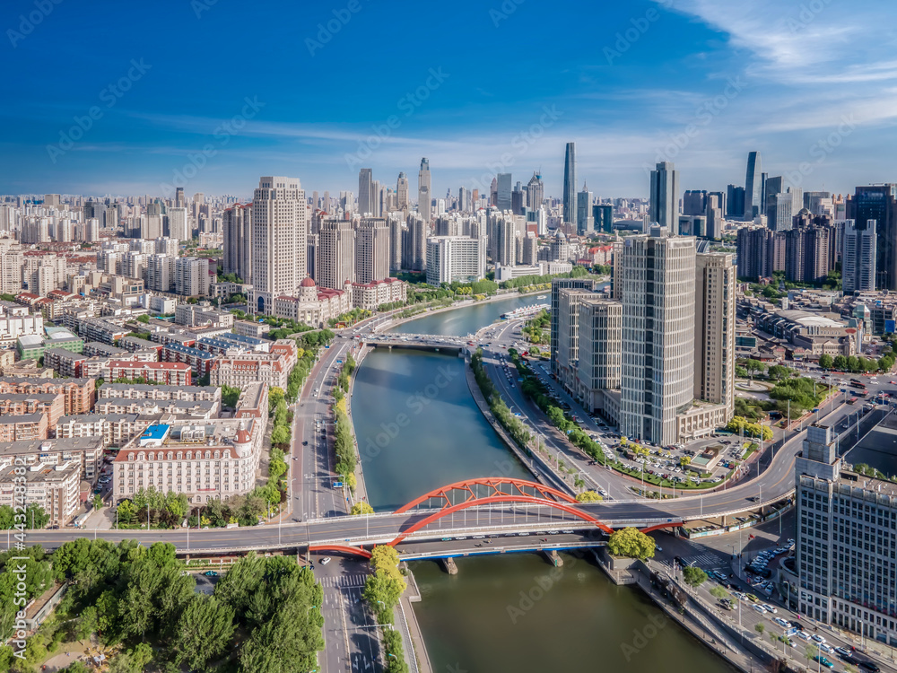 Aerial photography of Tianjin urban architectural landscape