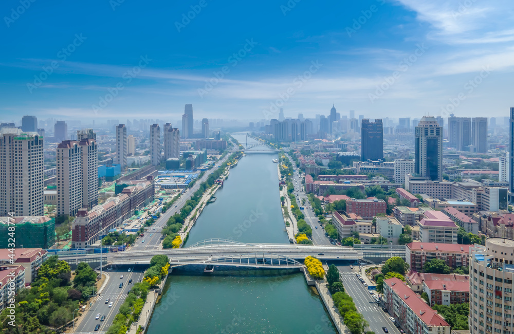 Aerial photography of Tianjin urban architectural landscape