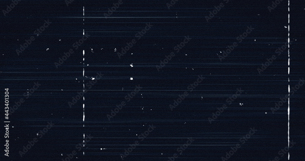 Image of multiple white lines with glitch moving on seamless loop on blue background