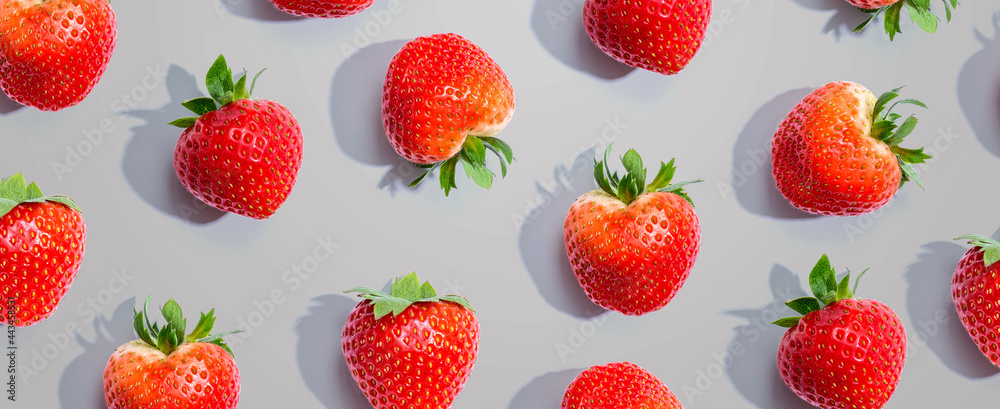 Fresh red strawberries overhead view