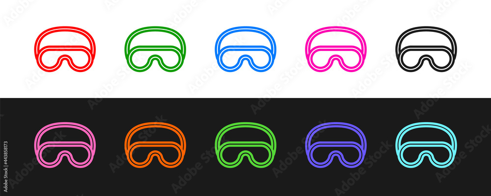 Set line Eye sleep mask icon isolated on black and white background. Vector