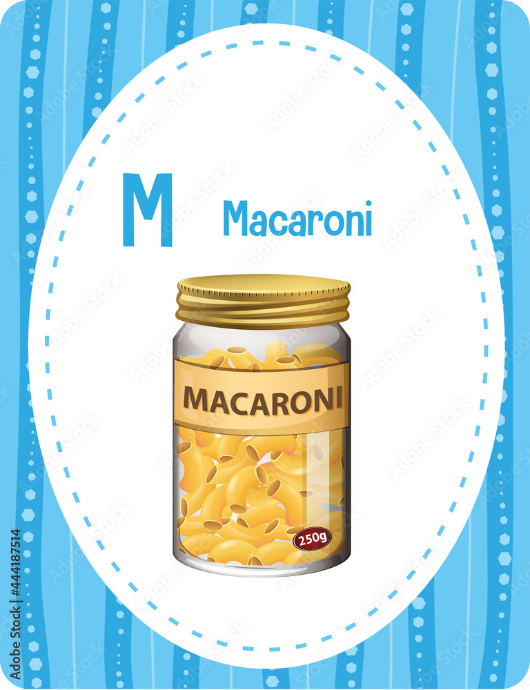 Macaroni字母M的字母抽认卡