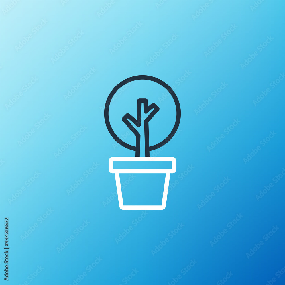 Line Tree icon isolated on blue background. Forest symbol. Colorful outline concept. Vector