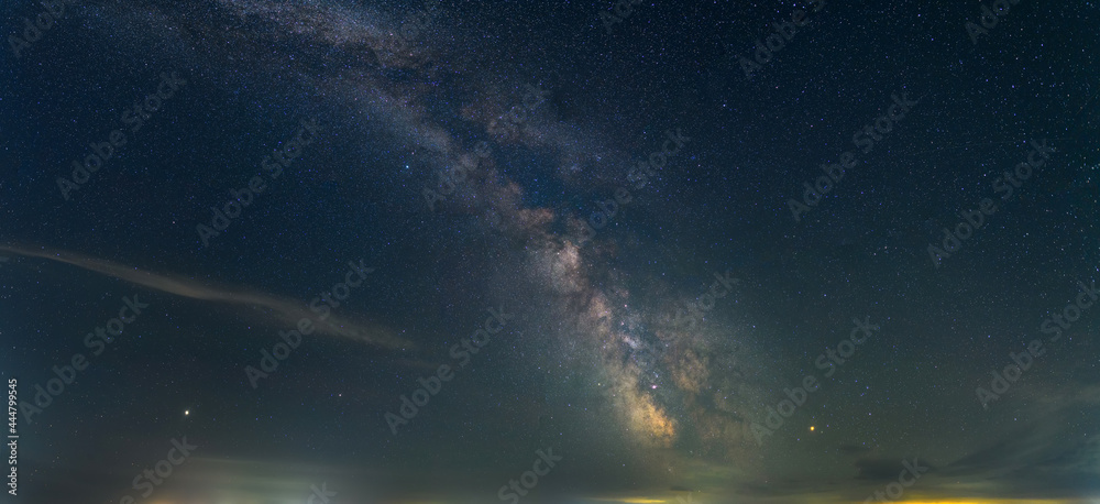 Panorama milky way galaxy with stars and space dust in the universe