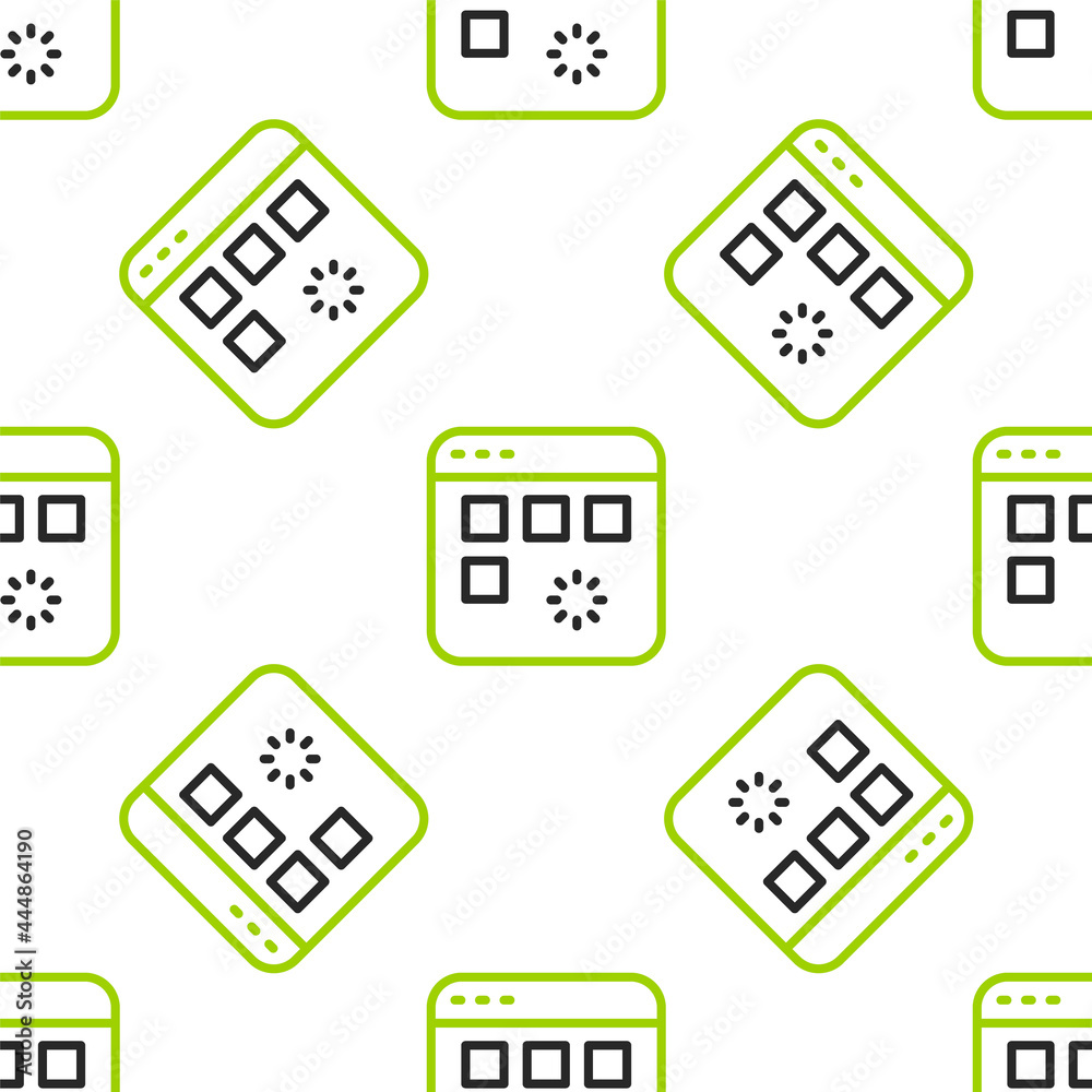 Line Loading a data window with a progress bar icon isolated seamless pattern on white background. V