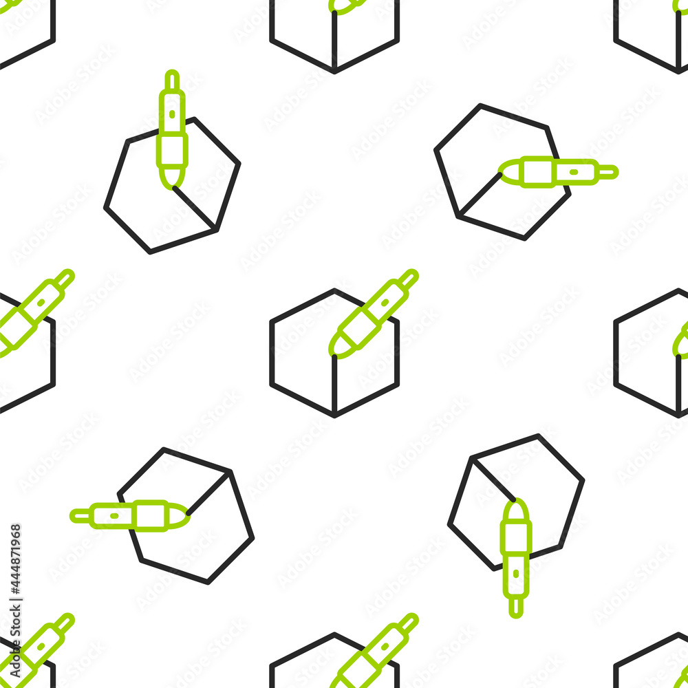 线条3d笔工具图标在白色背景上隔离无缝图案。矢量