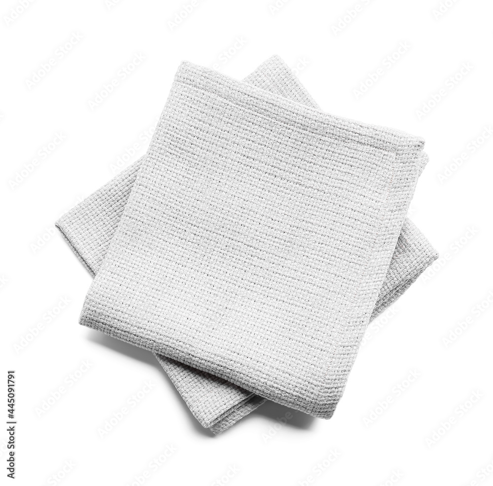 Fabric napkins on white background