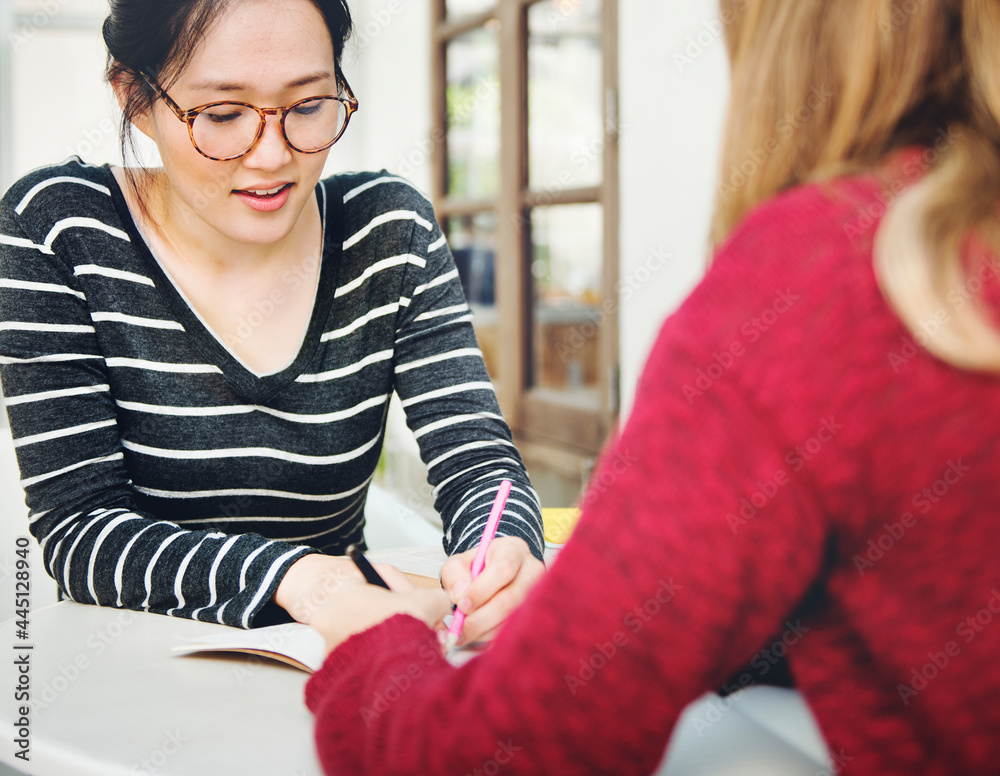 Women Friendship Teaching Studying Togetherness Concept