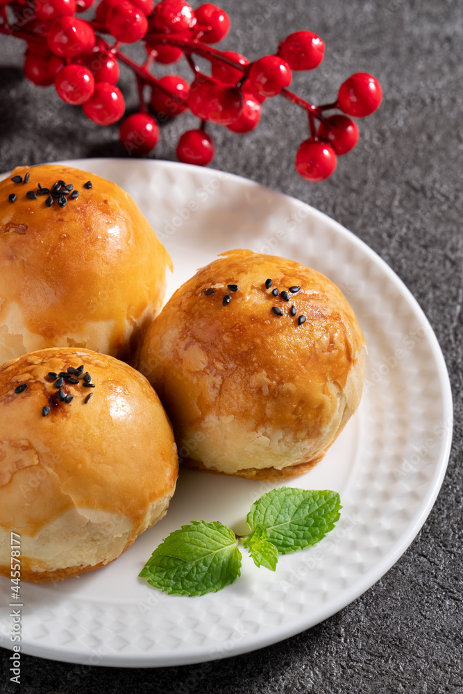 Moon cake yolk pastry for Mid-Autumn Festival holiday.