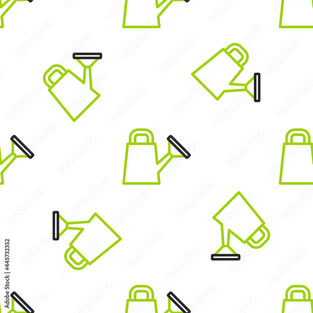 Line Watering can icon isolated无缝图案on white background.灌溉符号.矢量