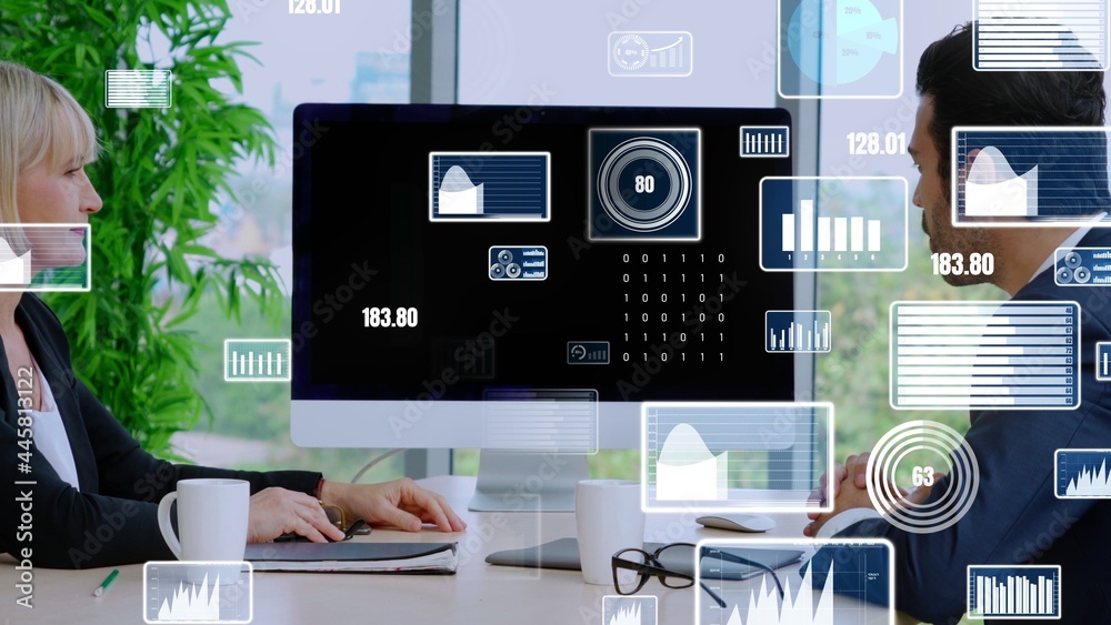 Creative visual of business data analyzing technology . Concept of digital data for marketing analys