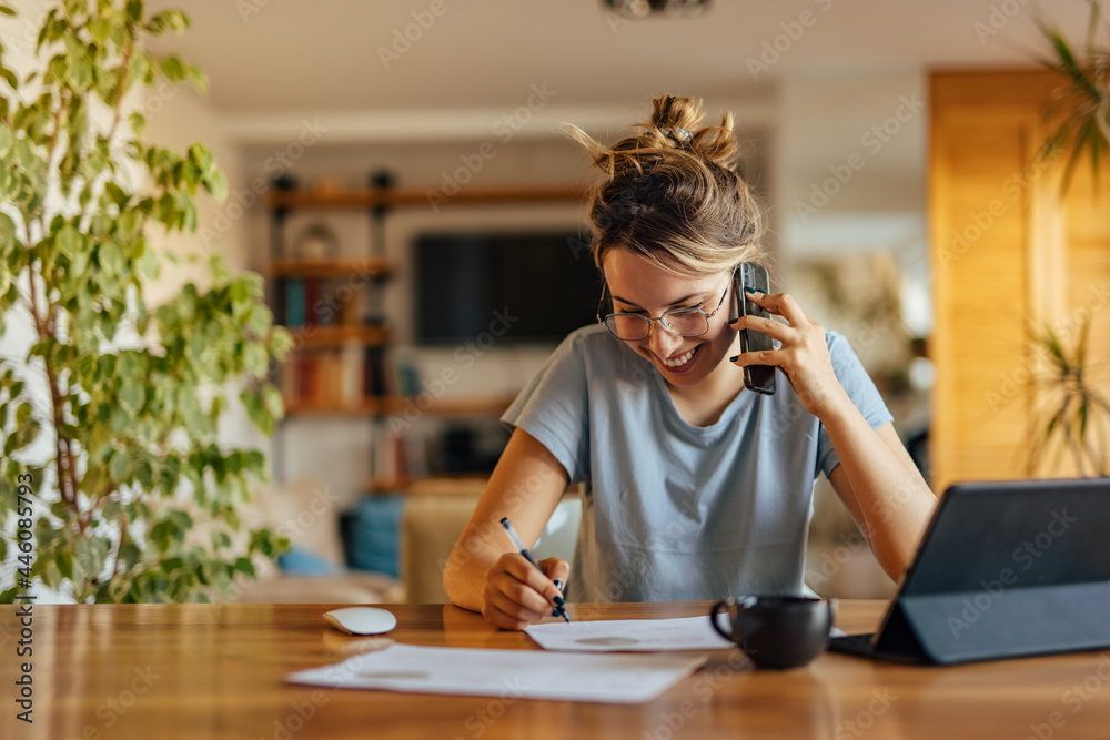 Adult woman, having a chat with her friend.