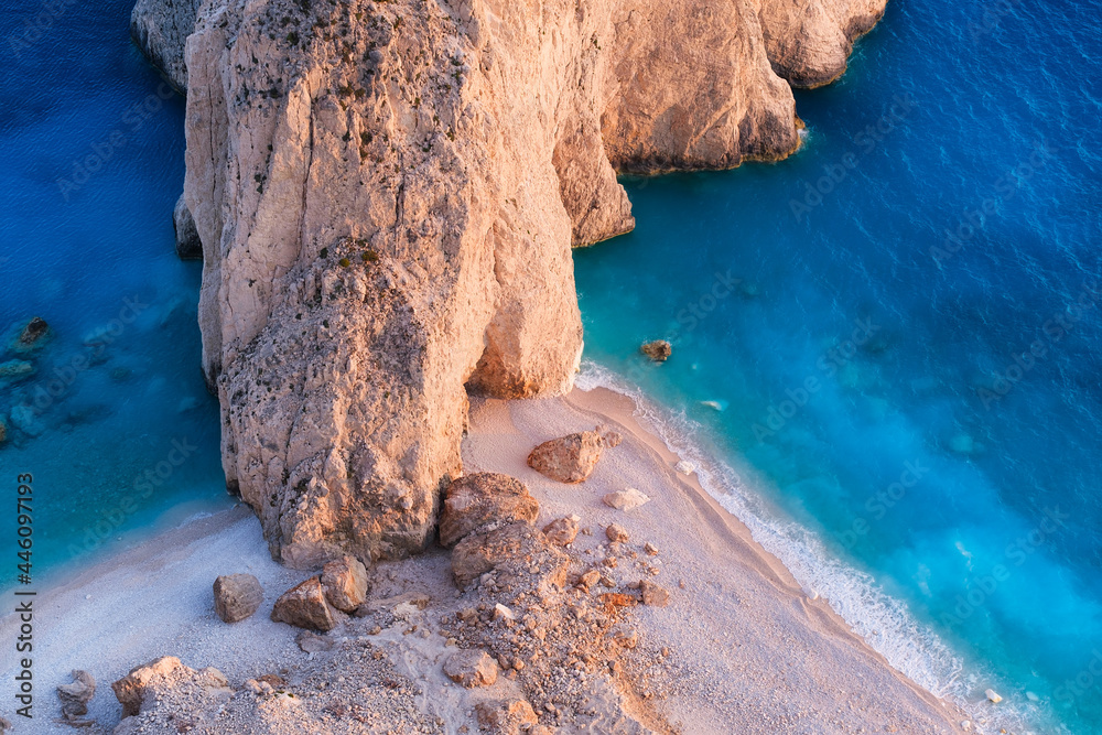 Greece landscape. Seascape at the day time. Bay and rocks. Blue water background in the summer. Sea 