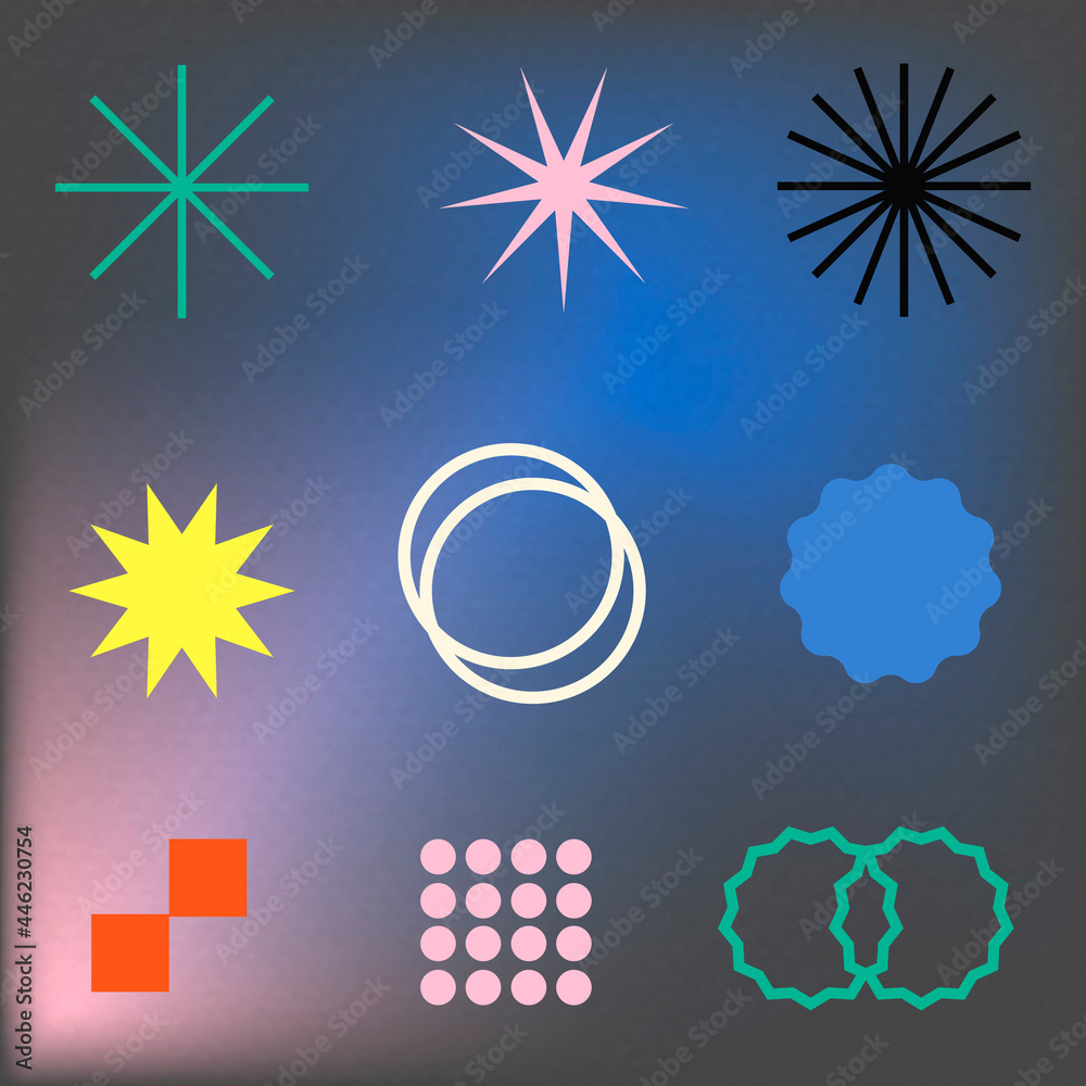 Abstract geometric shapes vector in funky style set