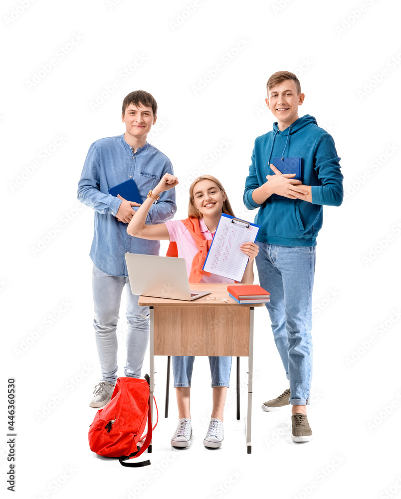 Group of students on white background