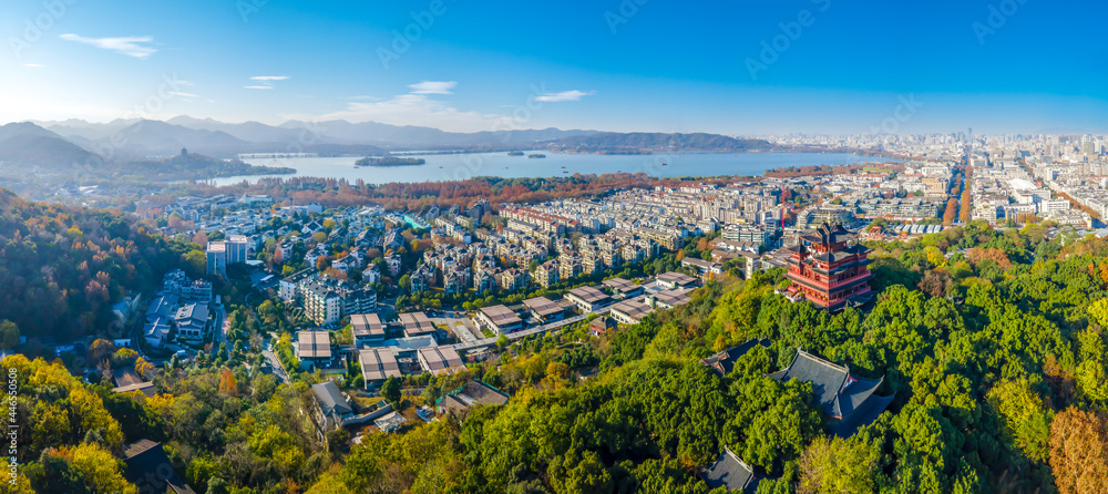 Aerial photography of West Lake in Hangzhou