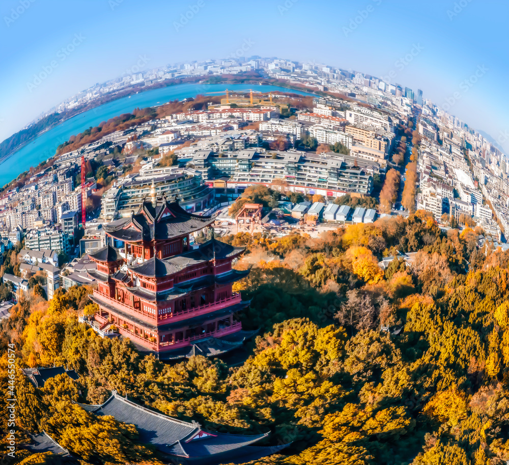 Aerial photography of West Lake in Hangzhou