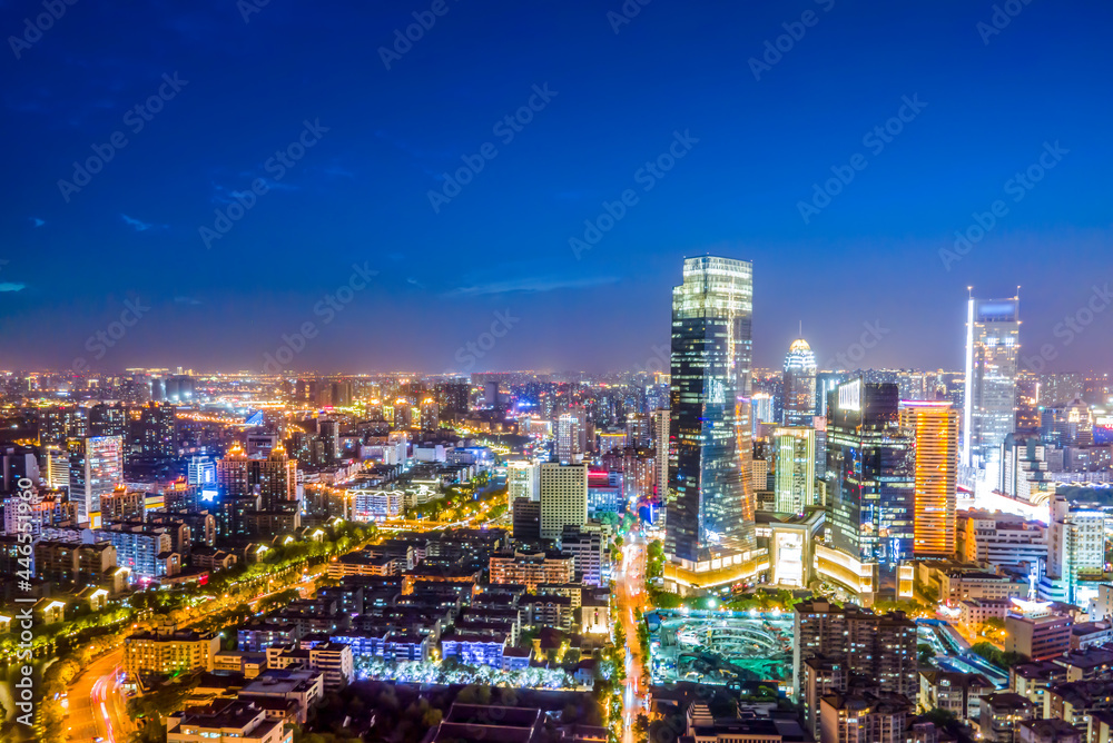 Aerial photography China Yancheng city architectural landscape night view