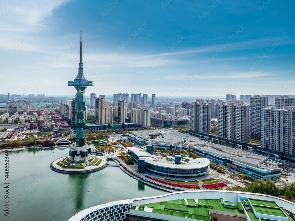 Aerial photography of the architectural landscape of Yancheng, China