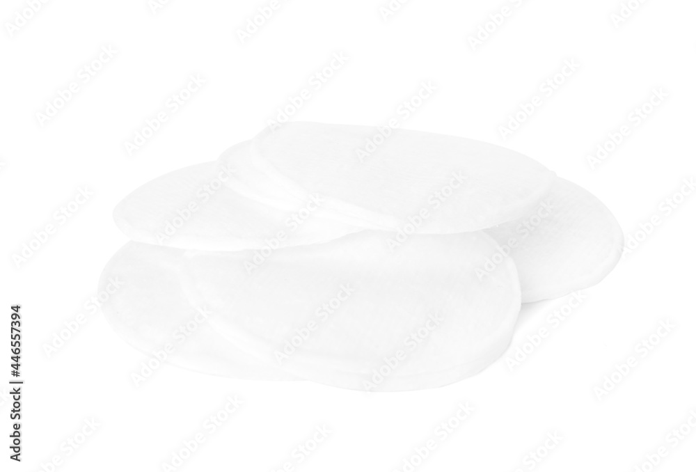 Cotton pads on white background