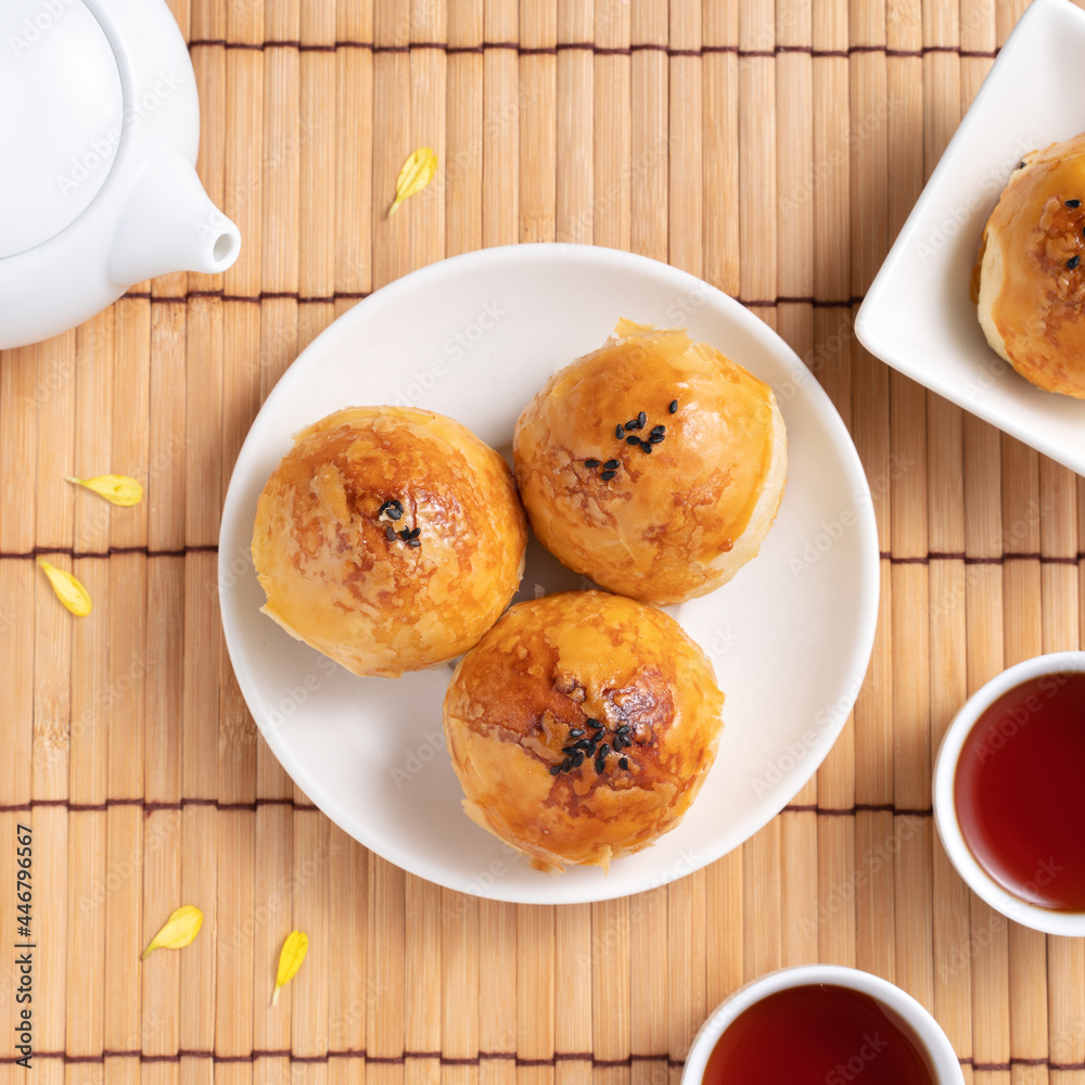 Moon cake yolk pastry for Mid-Autumn Festival holiday.