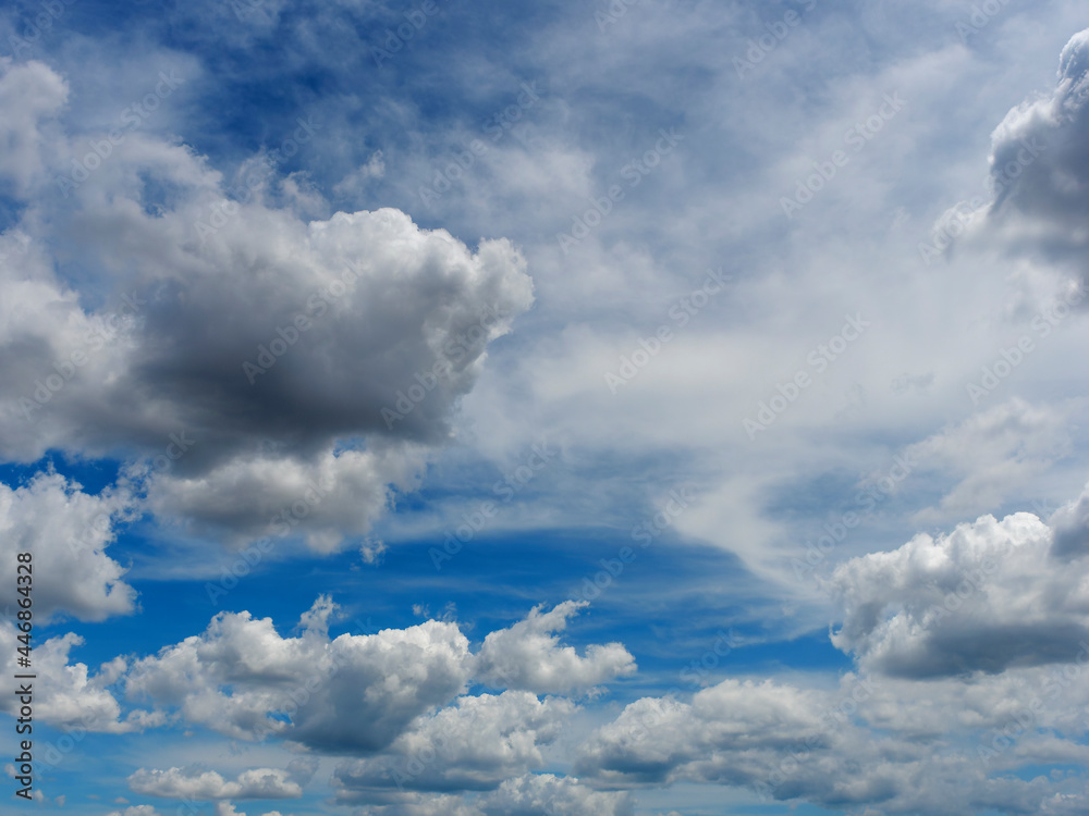 真夏の青空と雲の風景