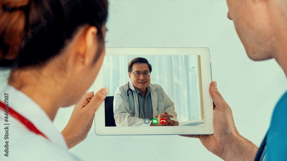 Doctor telemedicine service online video for virtual patient health medical chat . Remote doctor hea