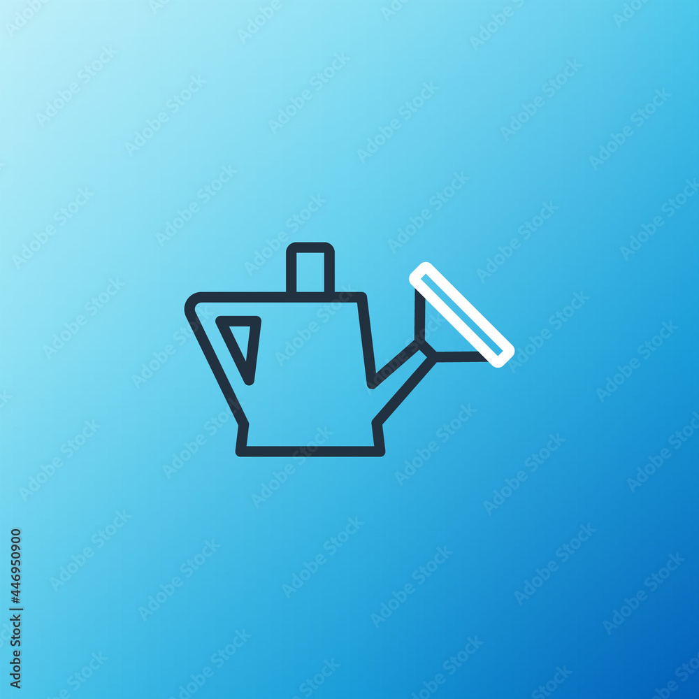 Line Watering can icon isolated on blue background.灌溉符号。彩色轮廓概念。Vec