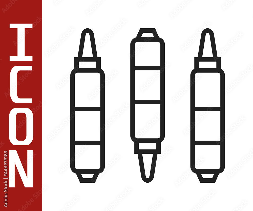 Black line Marker pen icon isolated on white background. Felt-tip pen. Vector