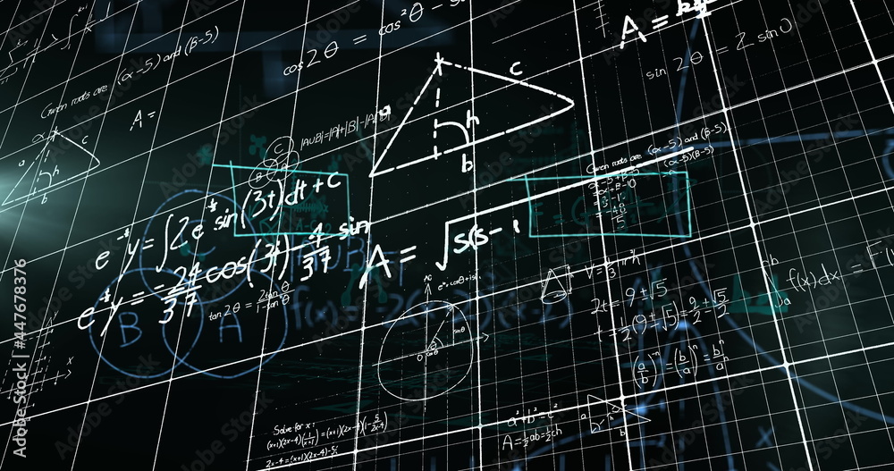 黑色背景下的数学方程和图表