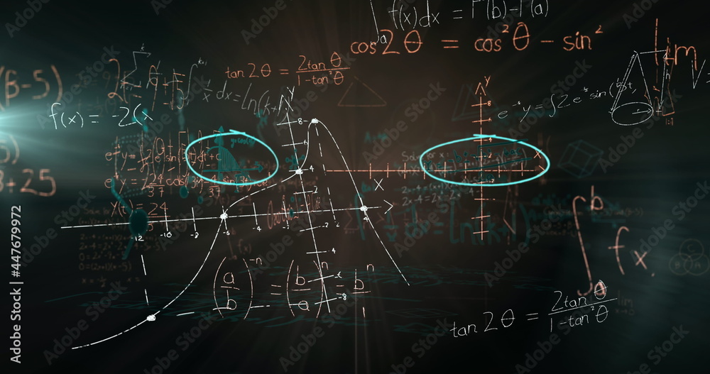 在黑色背景下浮动的数学方程