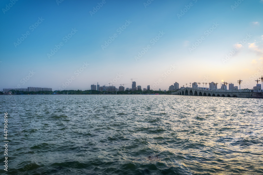 山东聊城城市建筑天际线街景