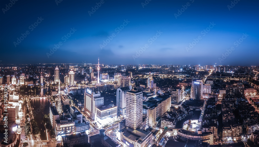 航拍江苏南通城市夜景