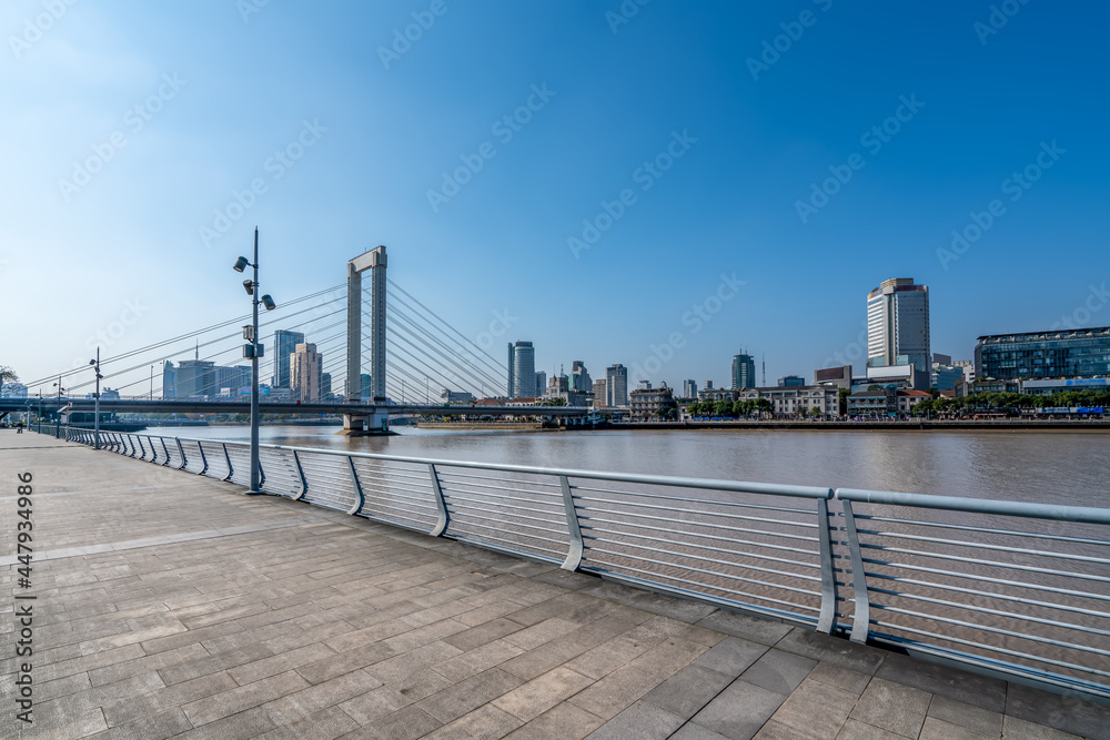 Urban landscape street view of Sanjiangkou, Ningbo