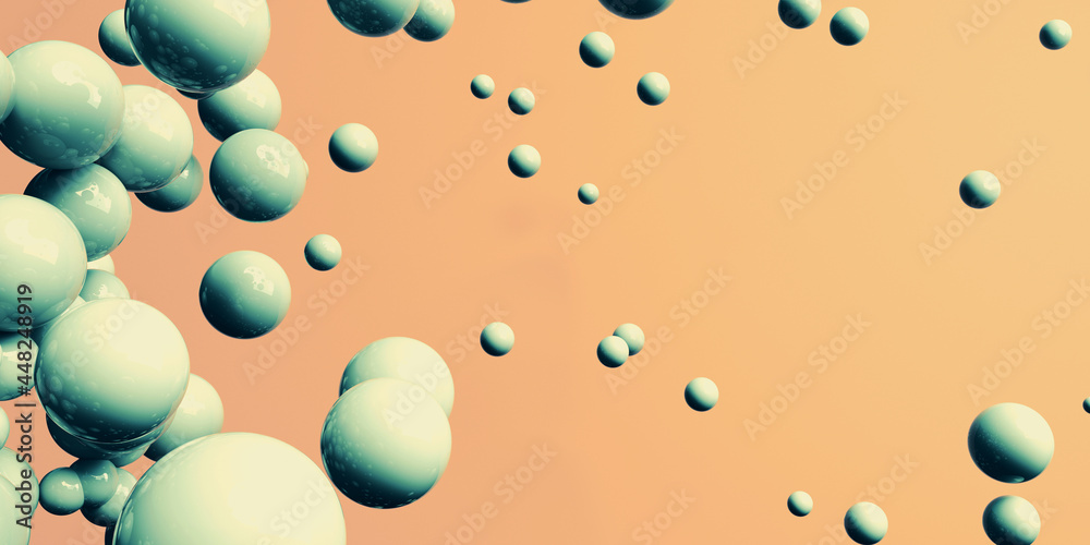 3D render of different size of spheres