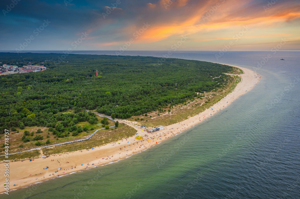 The beautiful landscape of the Hel Peninsula at sunset. Poland.