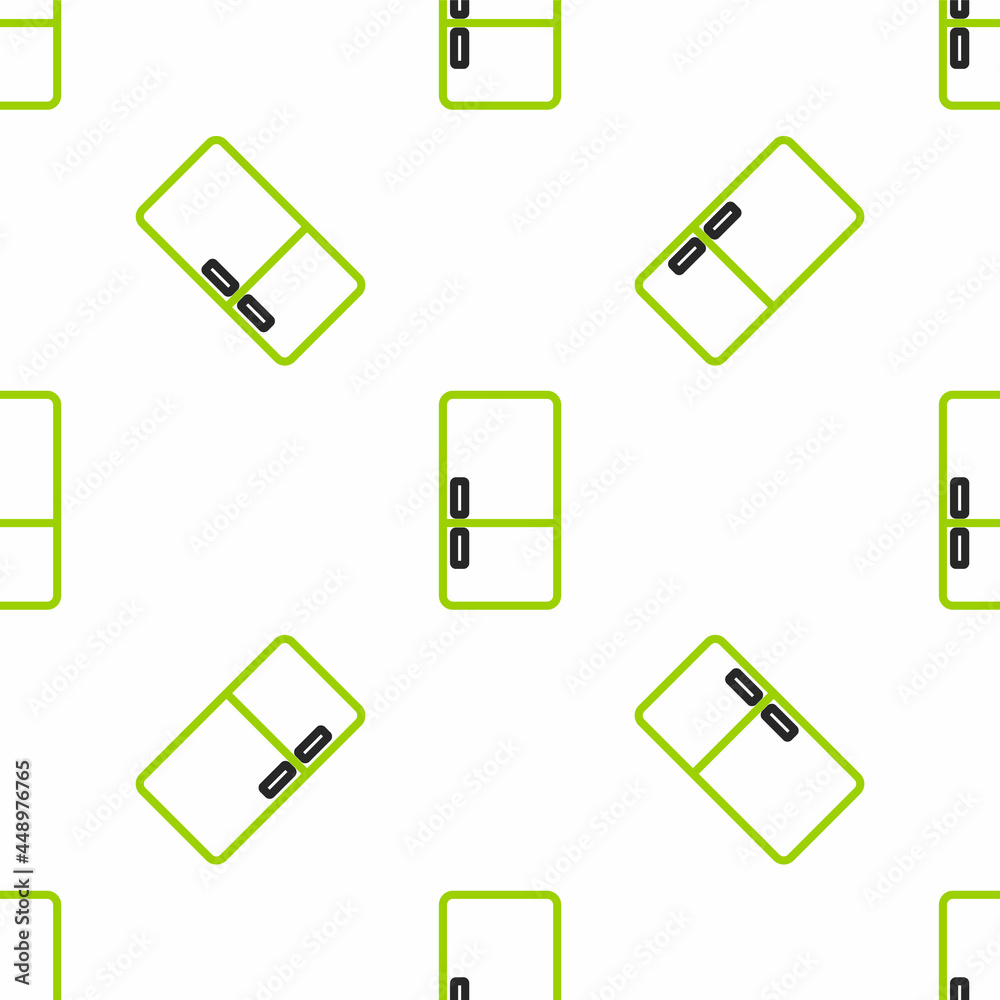 白色背景上的Line冰箱图标隔离无缝图案。冰箱冷冻冰箱。H